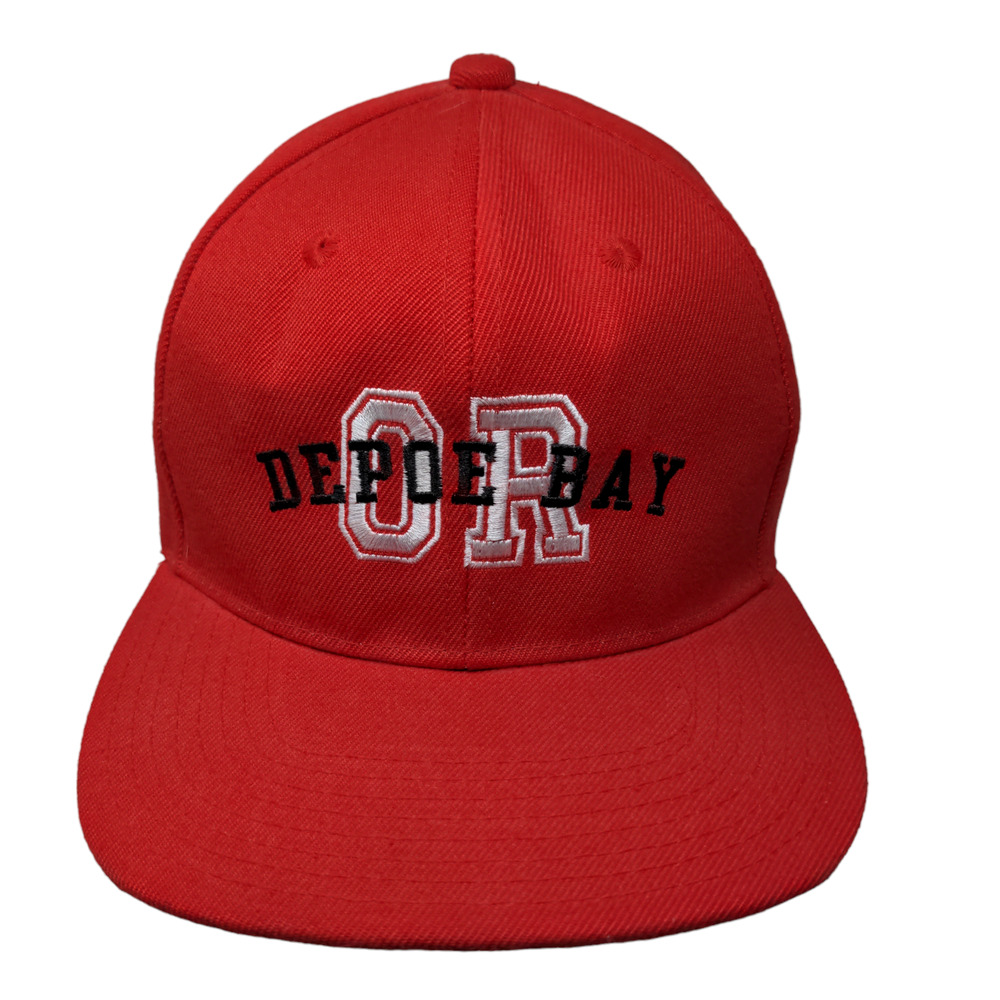 Unbranded Men's Snapback Hat Red Embroidered Logo Depoe Bay Oregon